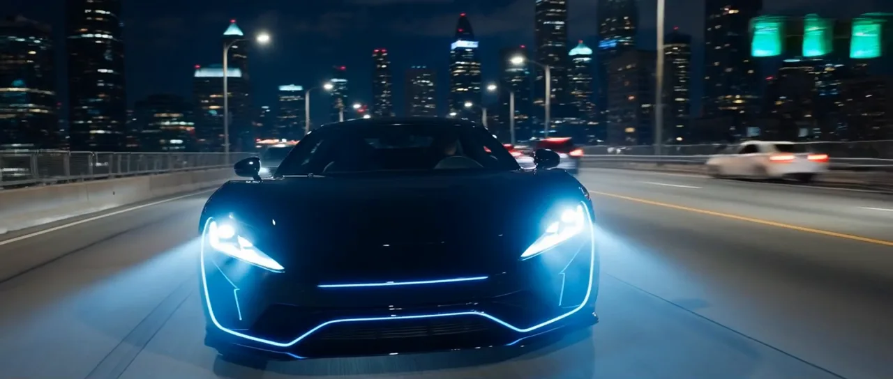 Skyline de Monterrey de noche con luces de la ciudad, locación urbana para comerciales