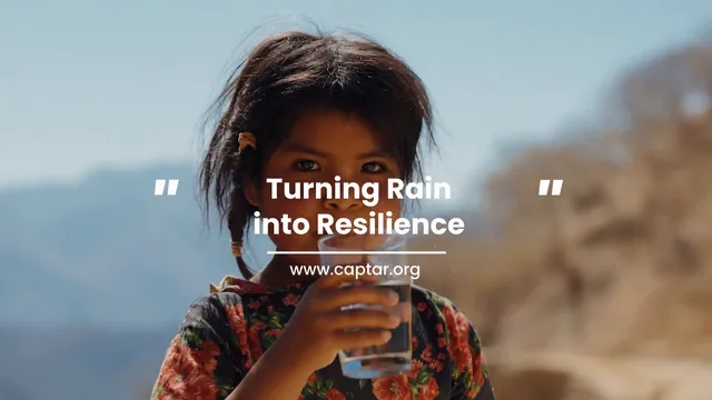 Girl drinking a glass of water in the Turning Rain into Resilience documentary for CAPTAR A.C.